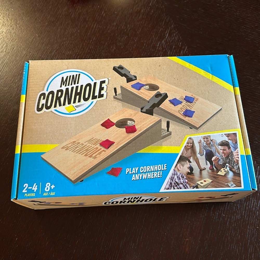 Mini cornhole set for tabletop or desktop play